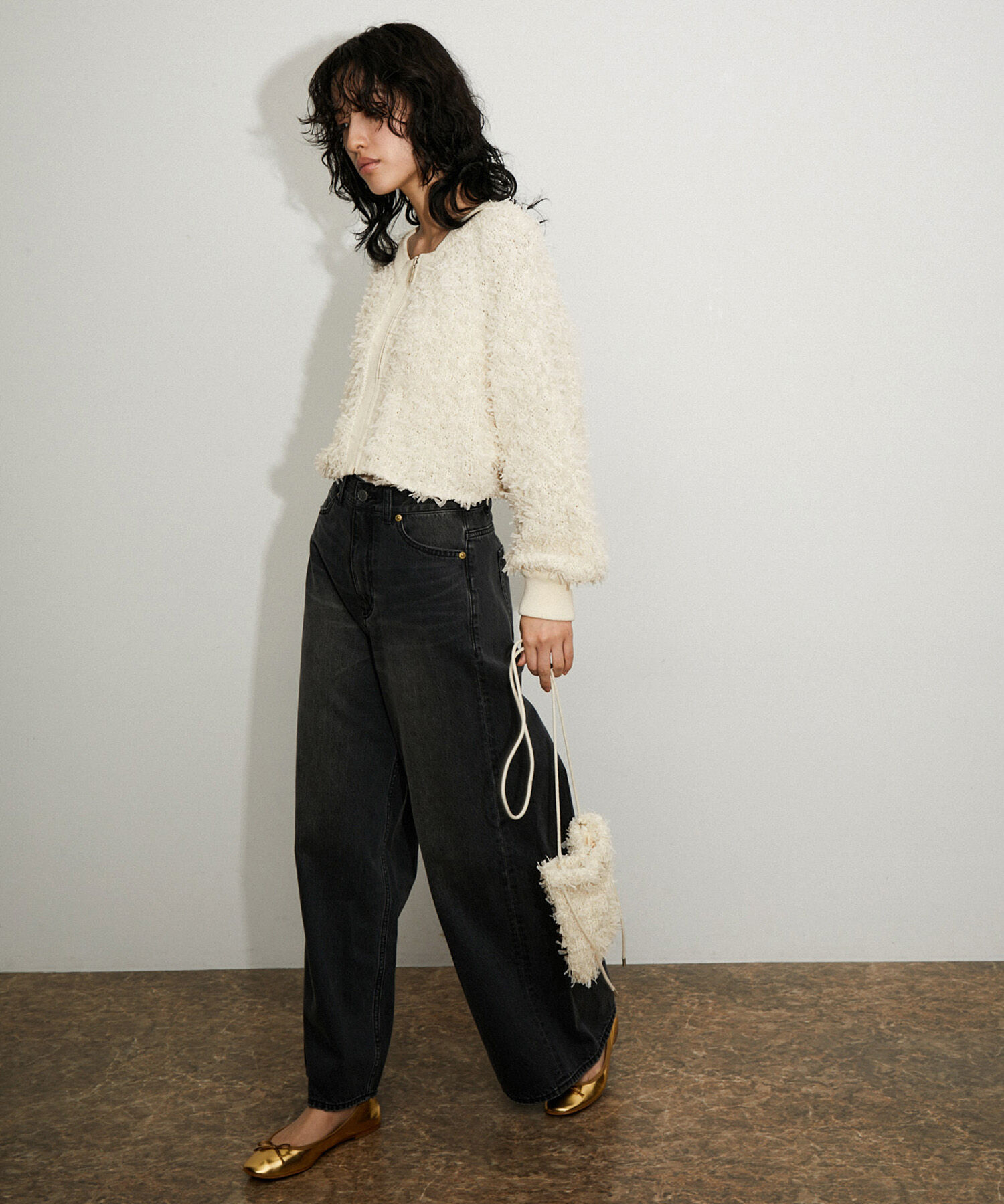 ADAM ET ROPE'「フリンジニットブルゾン」|カーディガン|