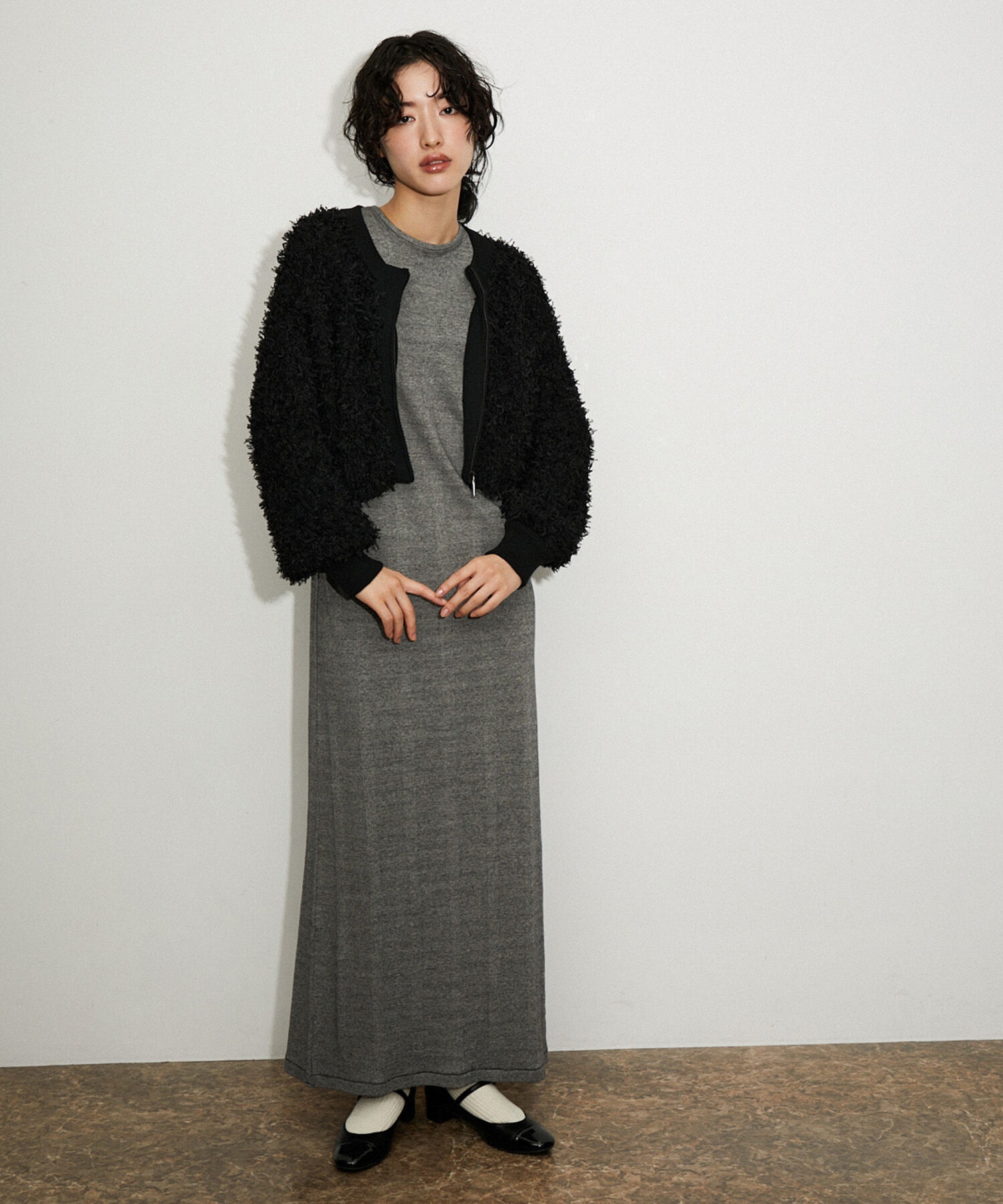 ADAM ET ROPE'「フリンジニットブルゾン」|カーディガン|