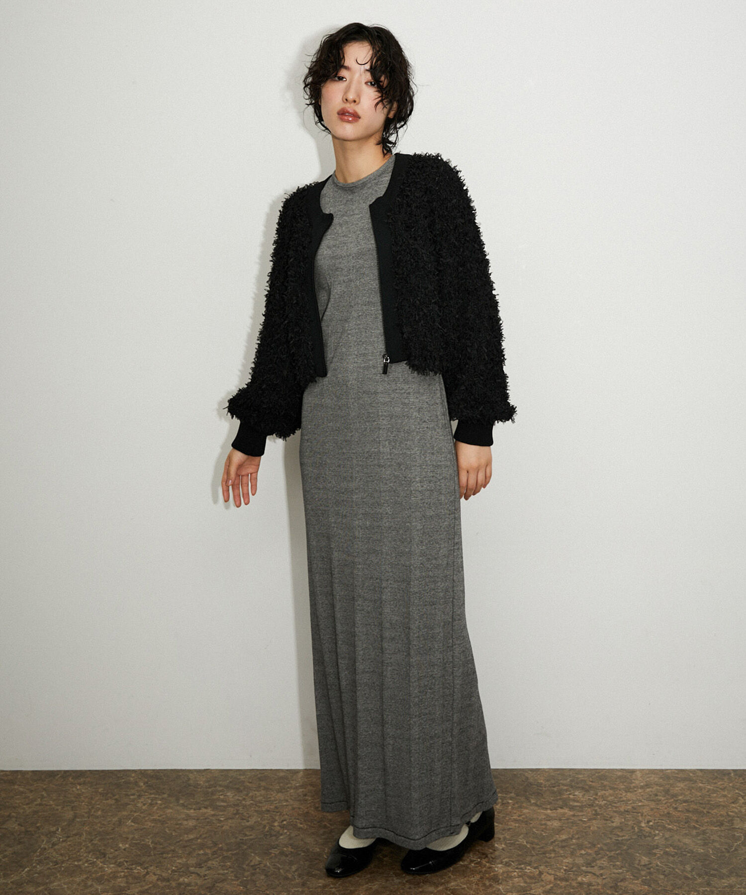 ADAM ET ROPE'「フリンジニットブルゾン」|カーディガン|