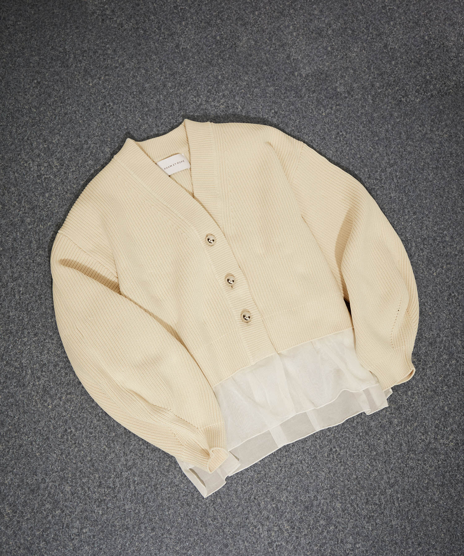 ADAM ET ROPE'「【サステナブル】シアーペプラムカーディガン」|カーディガン|