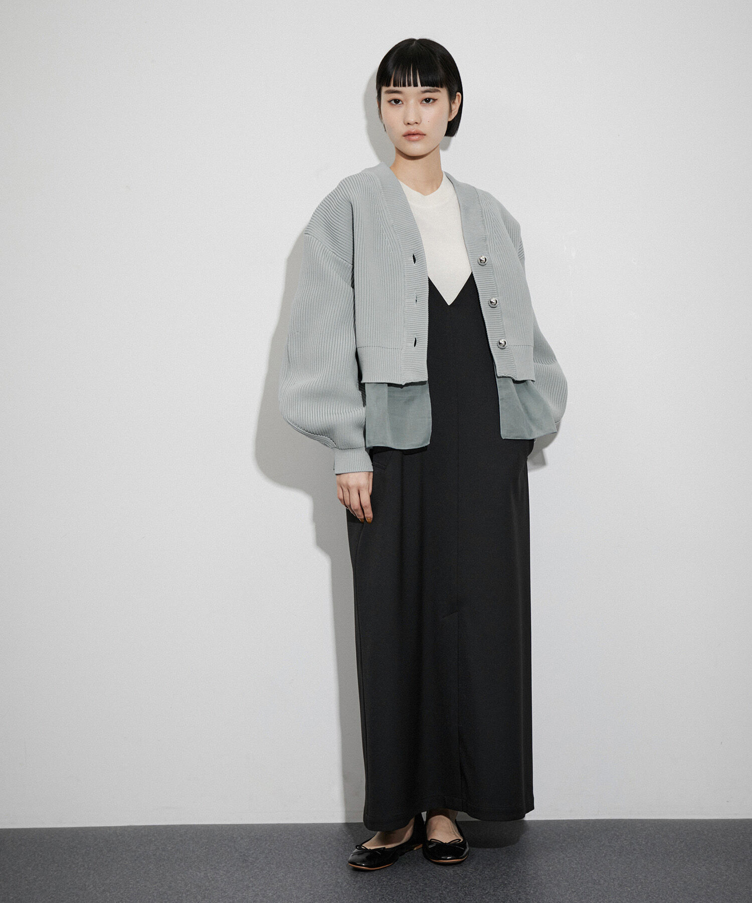 ADAM ET ROPE'「【サステナブル】シアーペプラムカーディガン」|カーディガン|