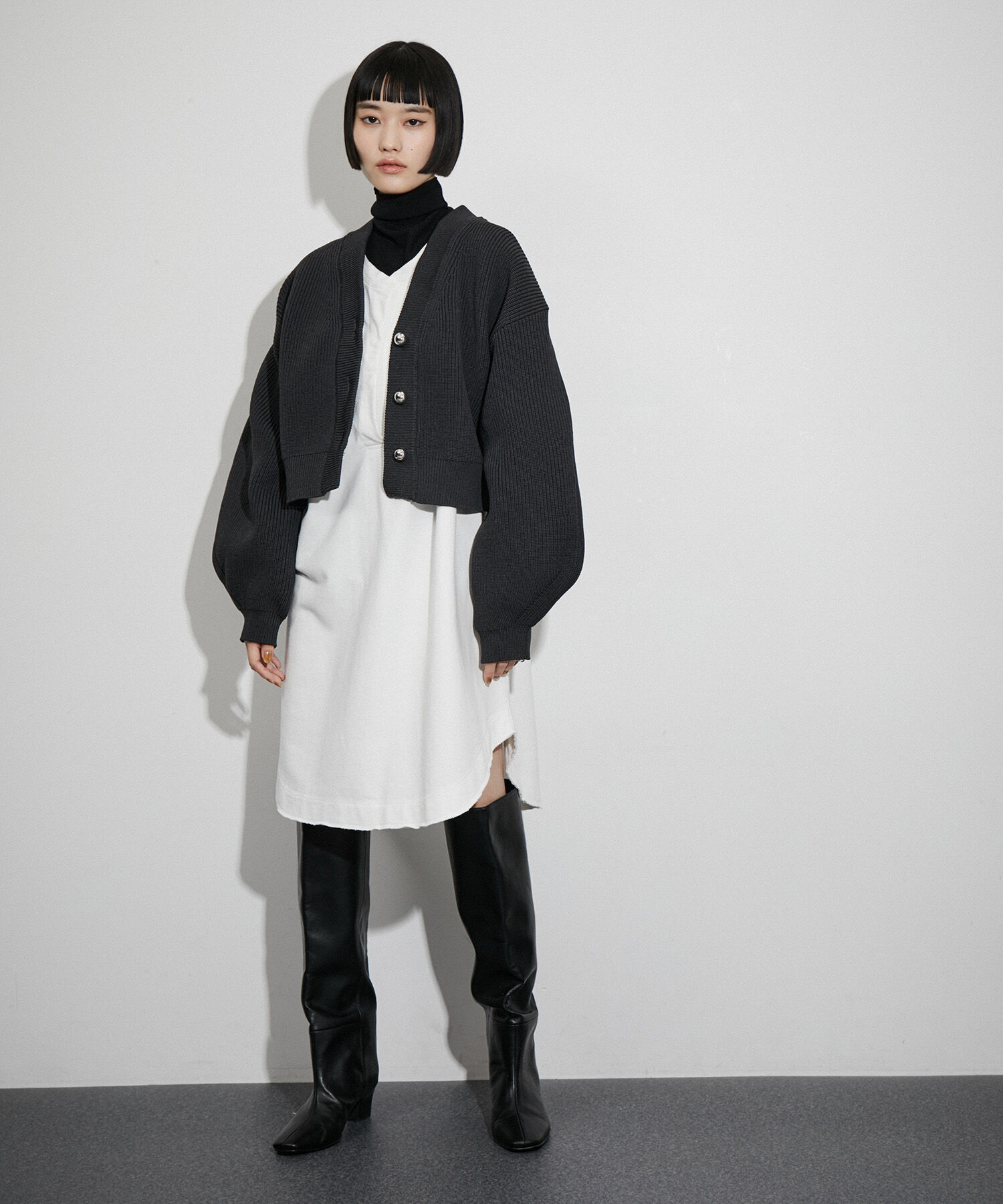 ADAM ET ROPE'「【サステナブル】シアーペプラムカーディガン」|カーディガン|