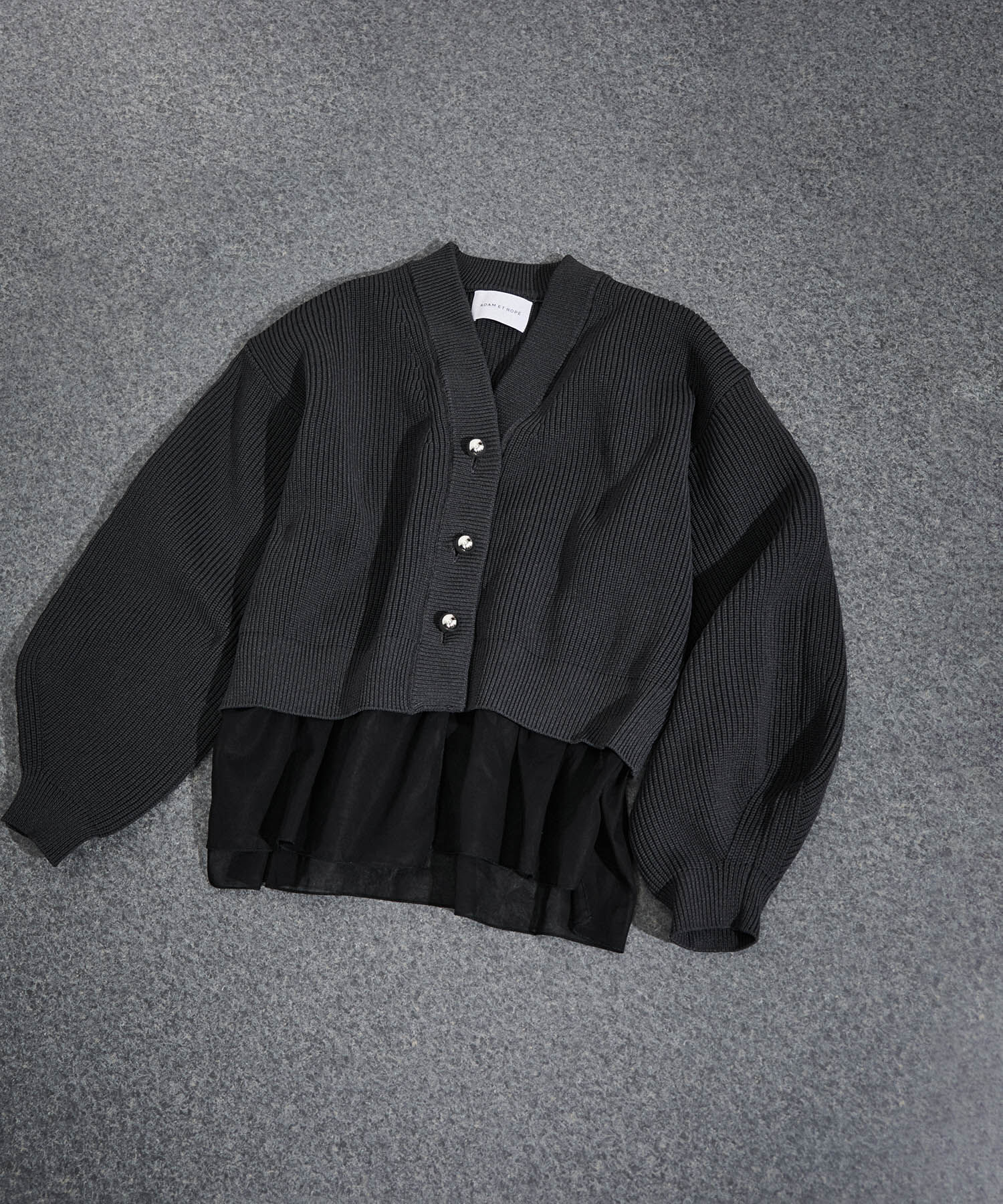 ADAM ET ROPE'「【サステナブル】シアーペプラムカーディガン」|カーディガン|