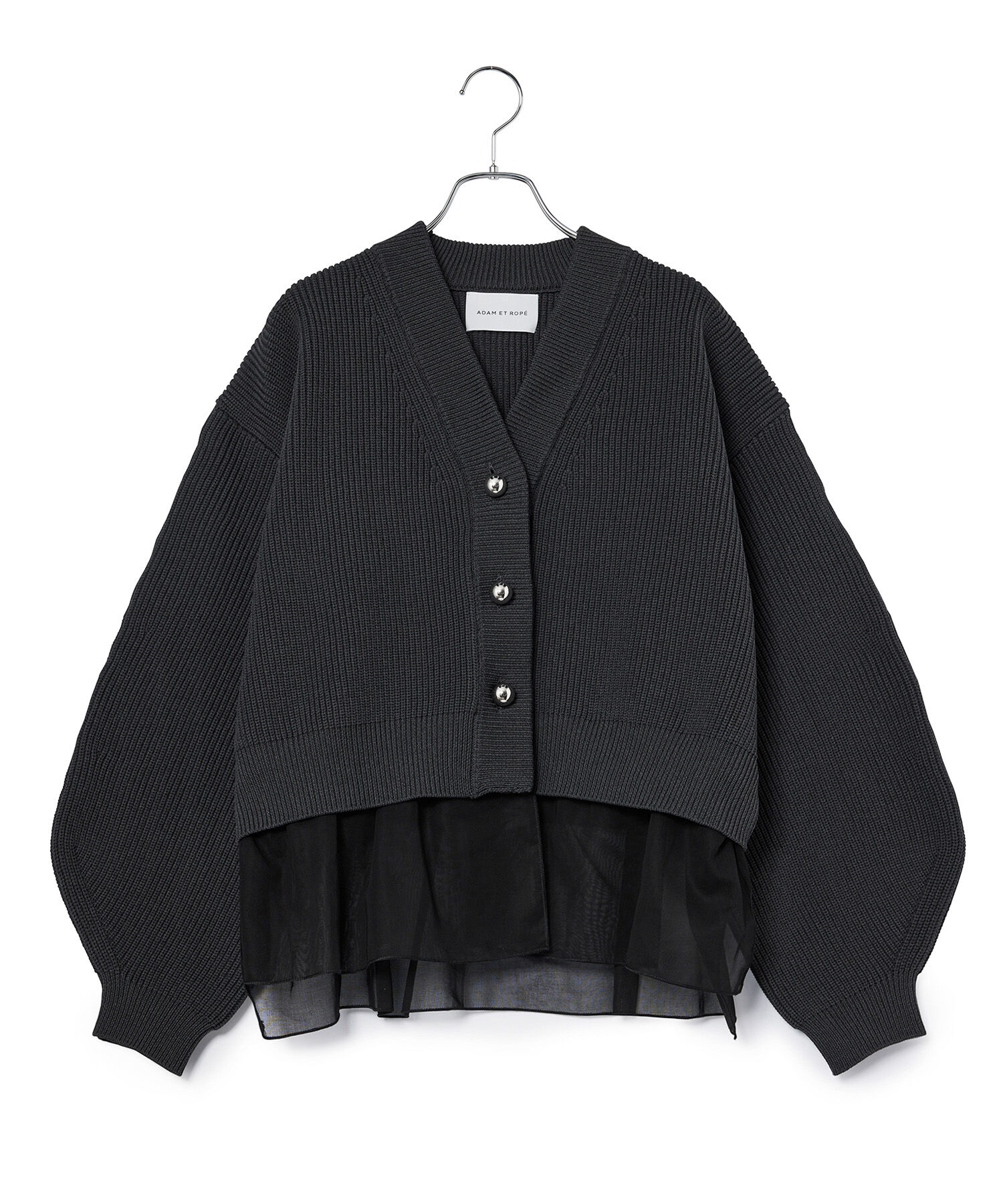 ADAM ET ROPE'「【サステナブル】シアーペプラムカーディガン」|カーディガン|