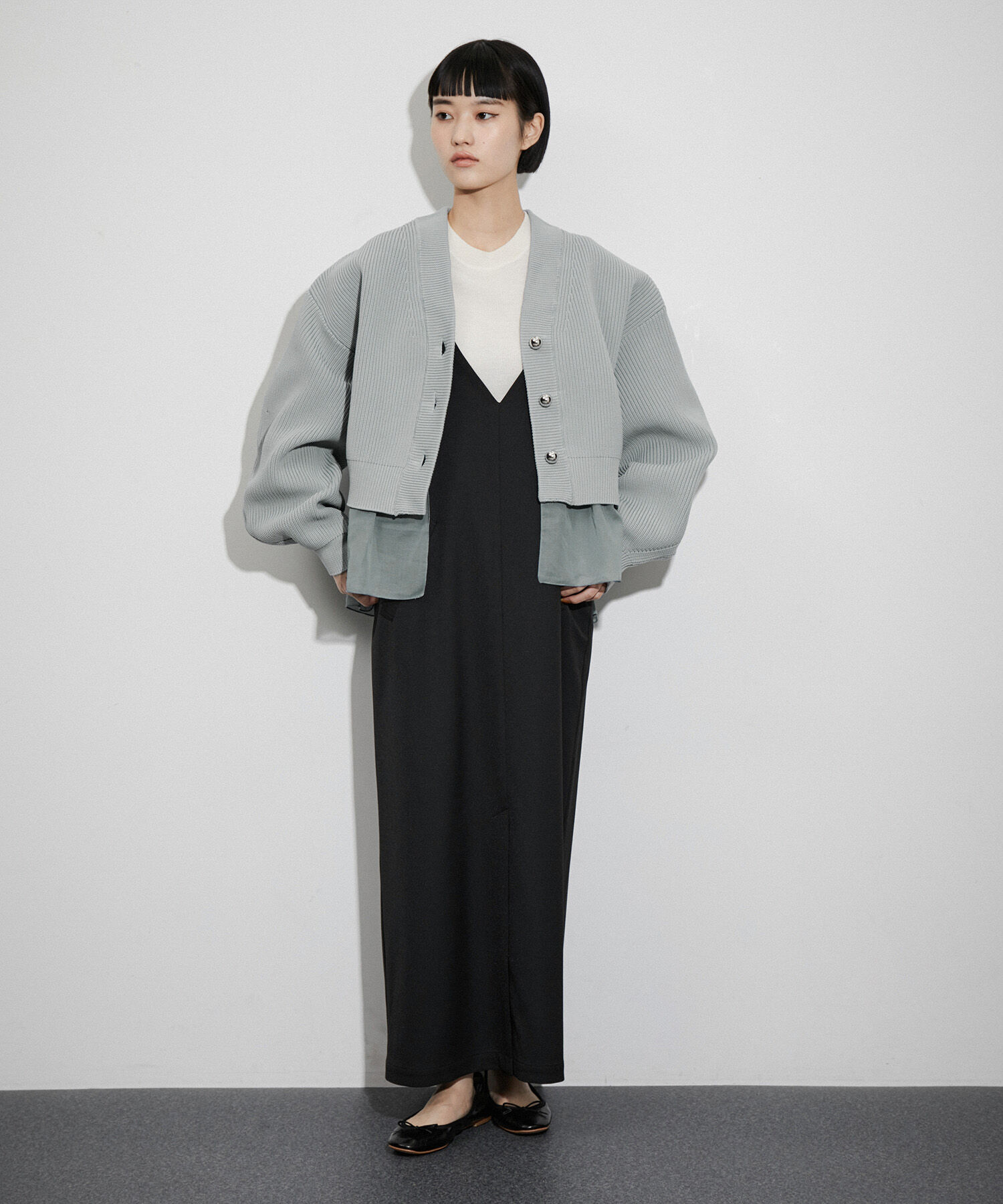 ADAM ET ROPE'「【サステナブル】シアーペプラムカーディガン」|カーディガン|