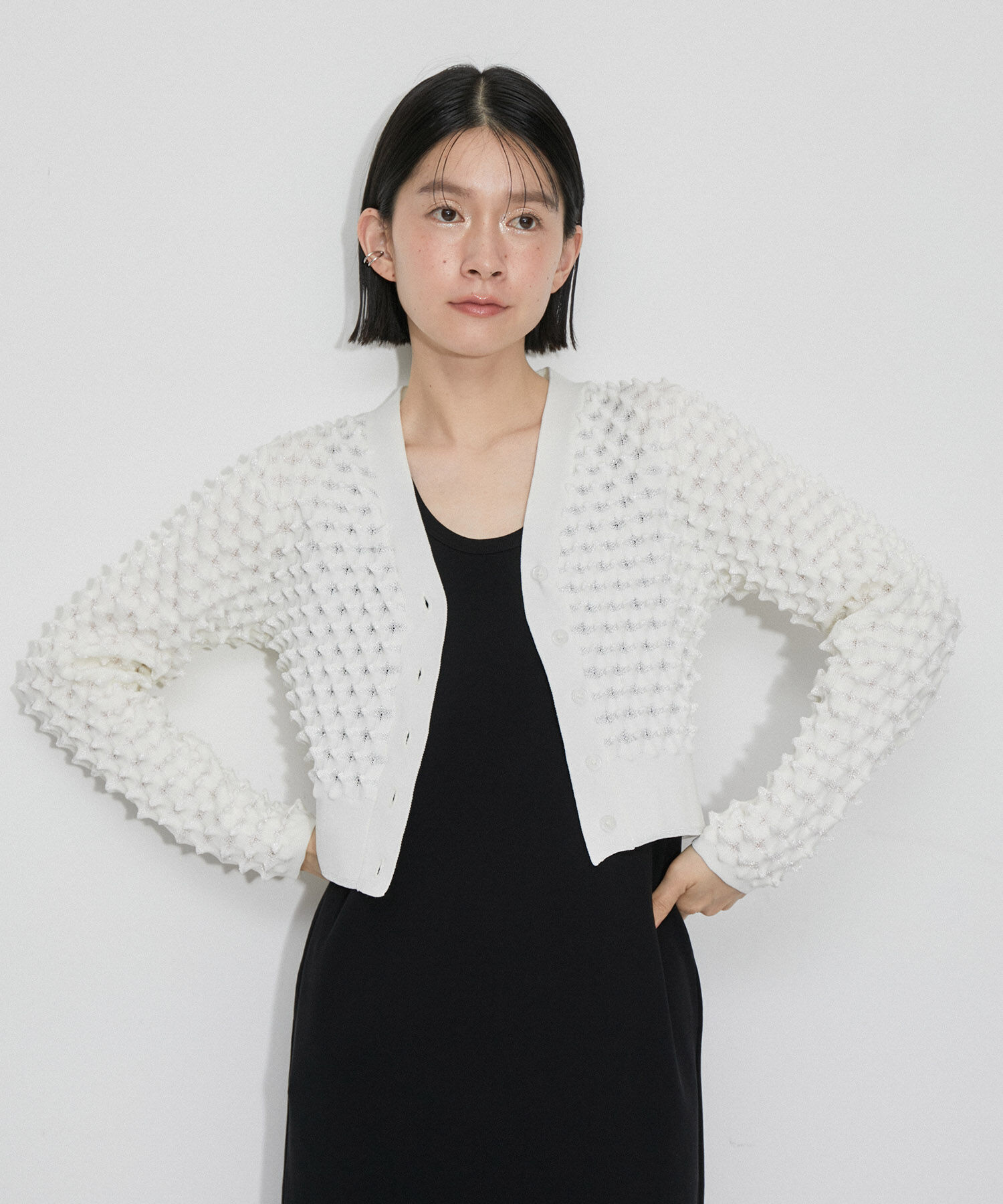 ADAM ET ROPE'「【洗える】TOGETOGEクロップドカーディガン」|カーディガン|ホワイト(10)