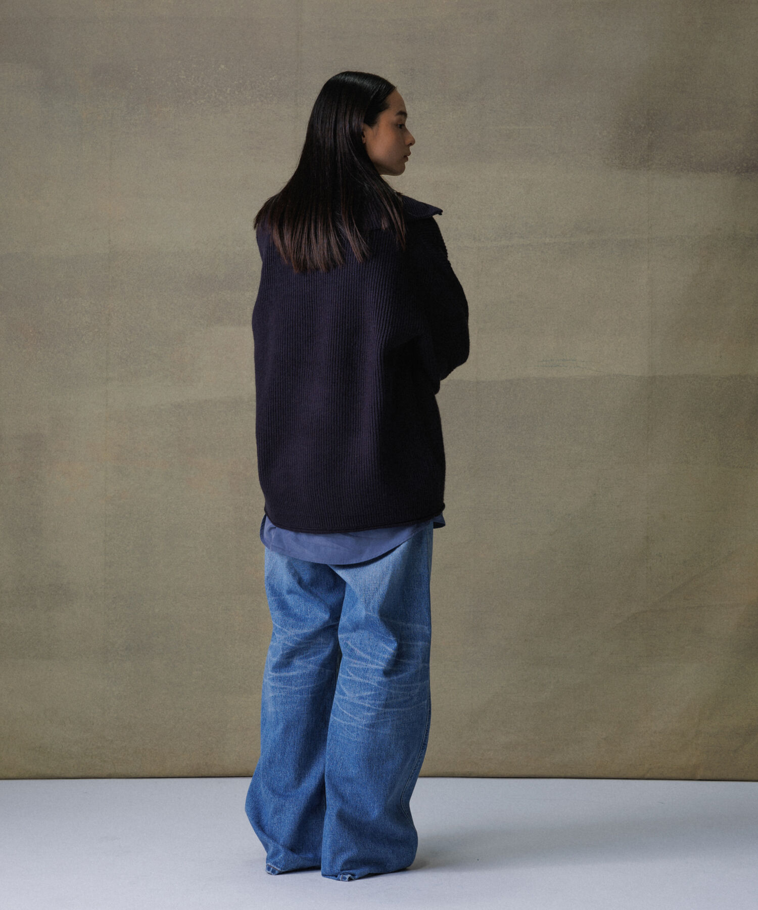 ADAM ET ROPE'「ルーズシルエット ハーフジップ ビッグカラー ニット プルオーバー / ユニセックス」|ニット・セーター|