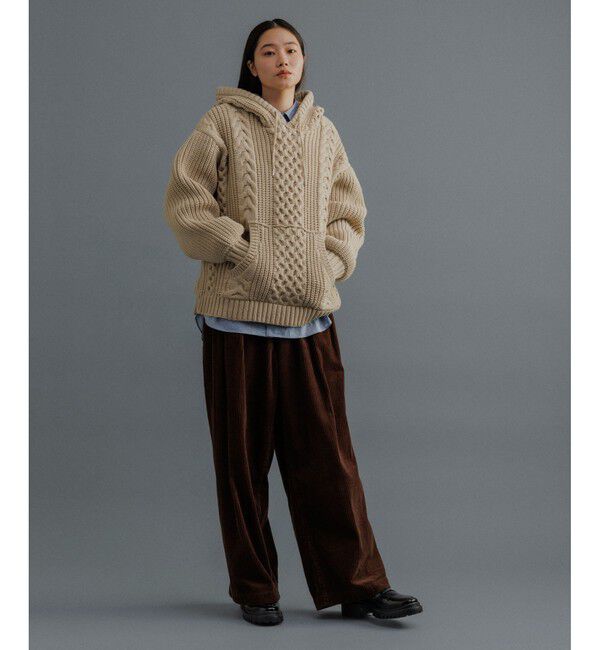ADAM ET ROPE'「【WEB限定】ボリュームケーブル ニット パーカー / ロングシーズン着用可能 / 超軽量 / ユニセックス」|パーカー|