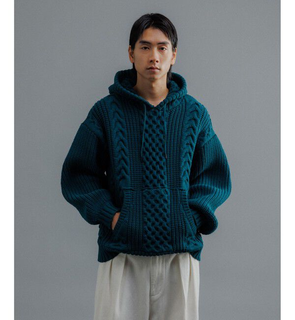 ADAM ET ROPE'「【WEB限定】ボリュームケーブル ニット パーカー / ロングシーズン着用可能 / 超軽量 / ユニセックス」|パーカー|