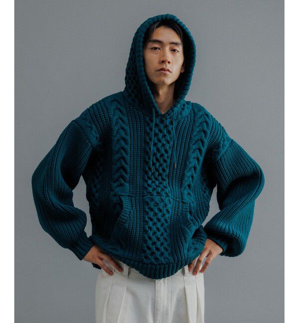 ADAM ET ROPE'「【WEB限定】ボリュームケーブル ニット パーカー / ロングシーズン着用可能 / 超軽量 / ユニセックス」|パーカー|