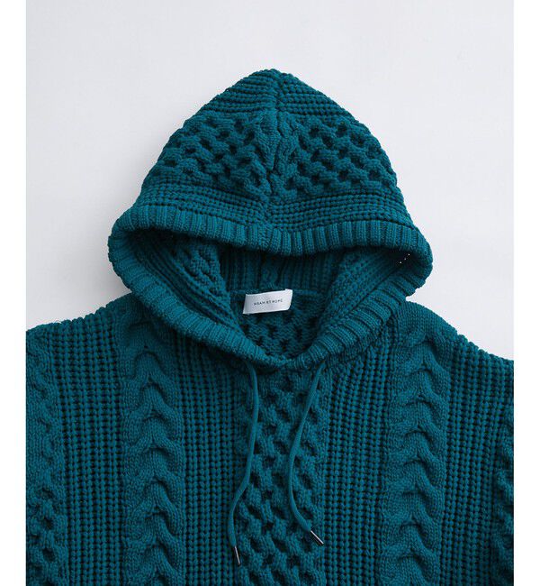 ADAM ET ROPE'「【WEB限定】ボリュームケーブル ニット パーカー / ロングシーズン着用可能 / 超軽量 / ユニセックス」|パーカー|