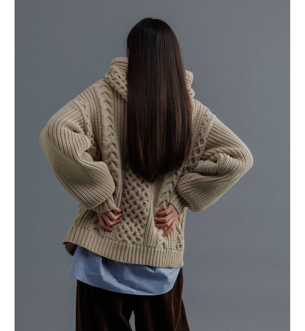 ADAM ET ROPE'「【WEB限定】ボリュームケーブル ニット パーカー / ロングシーズン着用可能 / 超軽量 / ユニセックス」|パーカー|