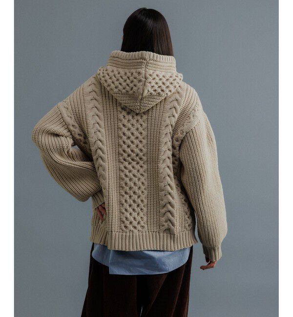 ADAM ET ROPE'「【WEB限定】ボリュームケーブル ニット パーカー / ロングシーズン着用可能 / 超軽量 / ユニセックス」|パーカー|