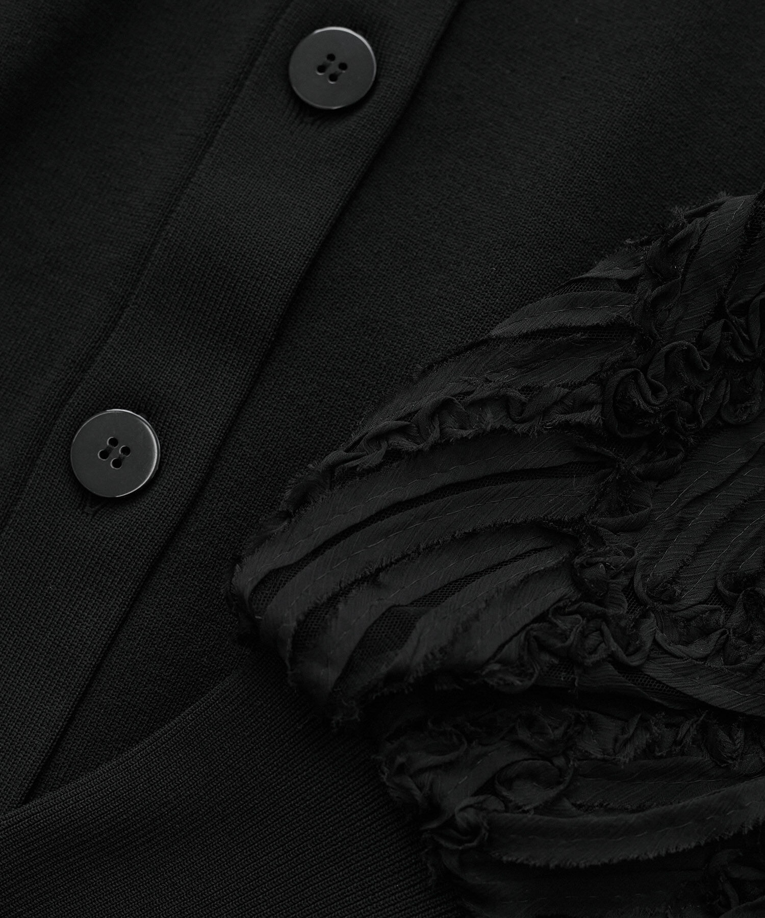 ADAM ET ROPE'「【WEB限定・洗える】柄チュールクルーネックミドルカーディガン」|カーディガン|