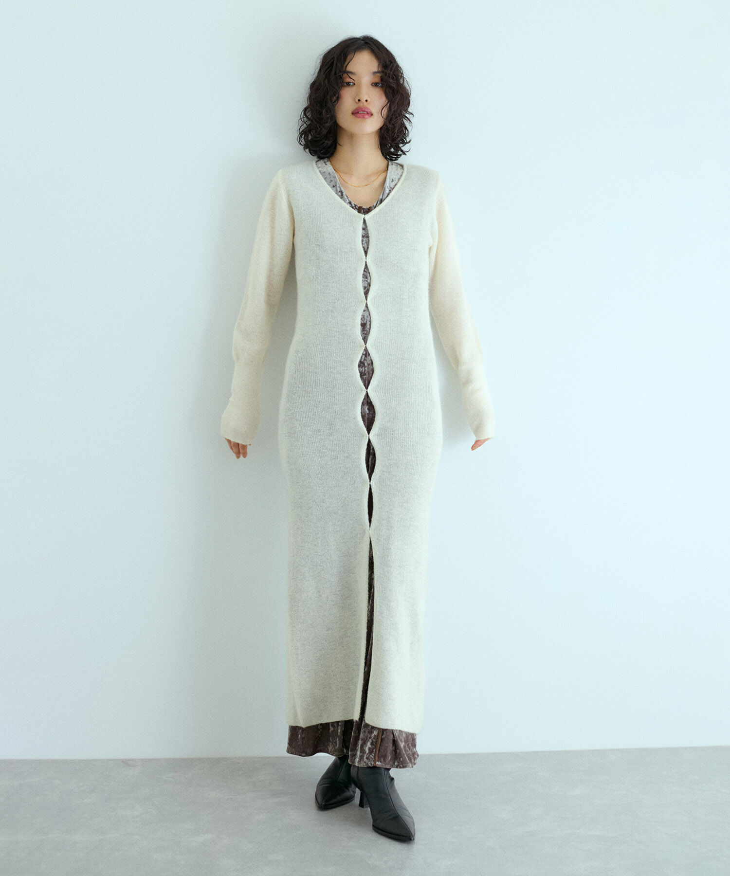 ADAM ET ROPE'「モヘアロングカーディガン」|カーディガン|