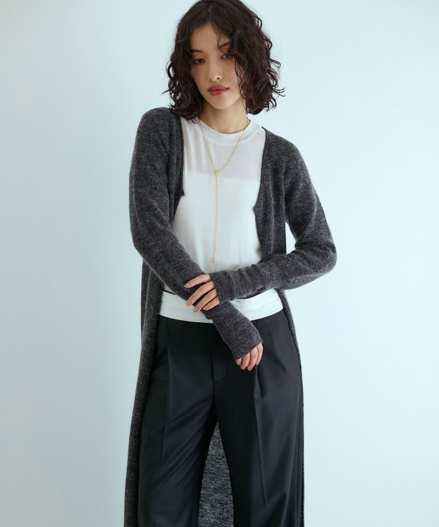 ADAM ET ROPE'「モヘアロングカーディガン」|カーディガン|