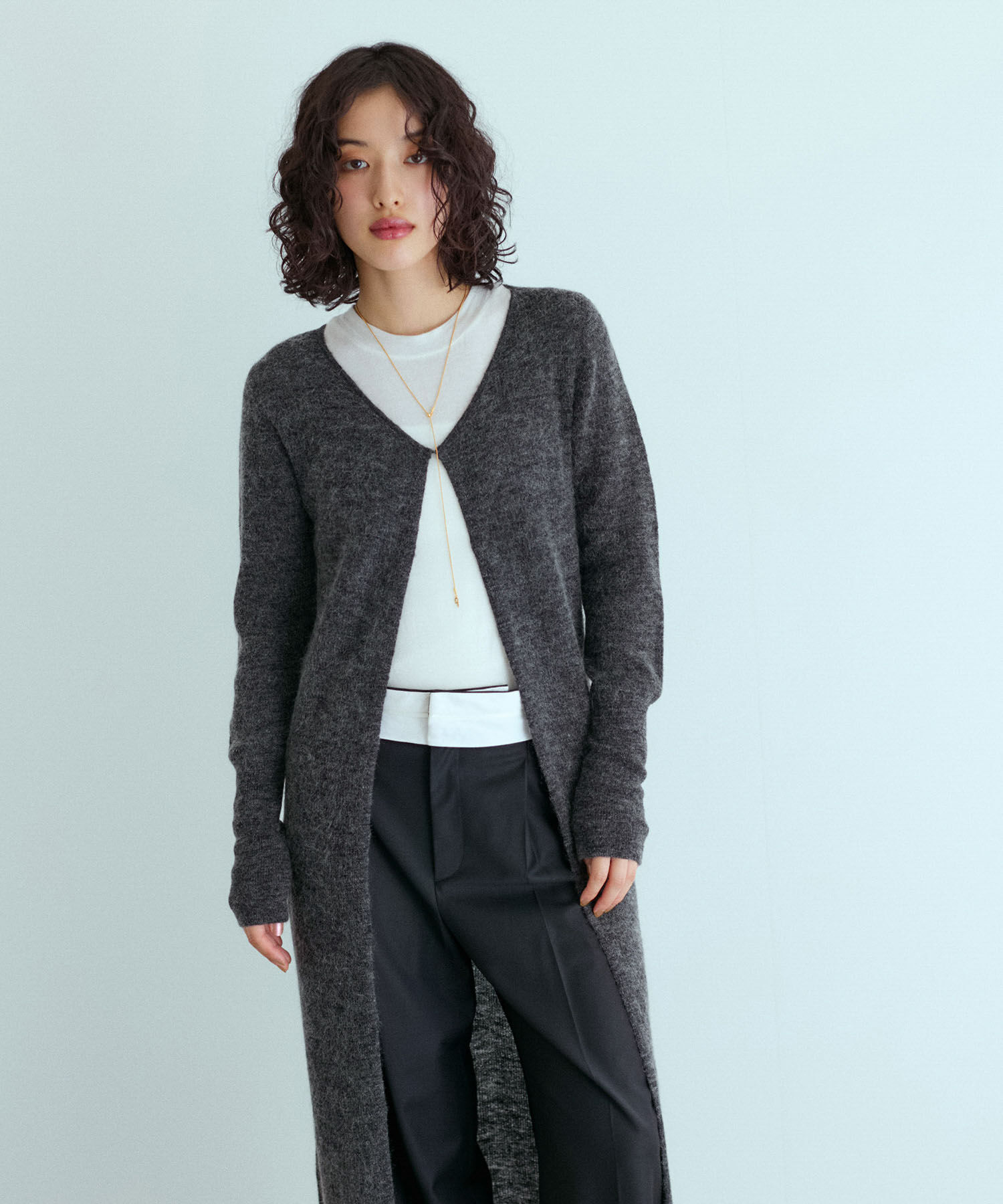 ADAM ET ROPE'「モヘアロングカーディガン」|カーディガン|