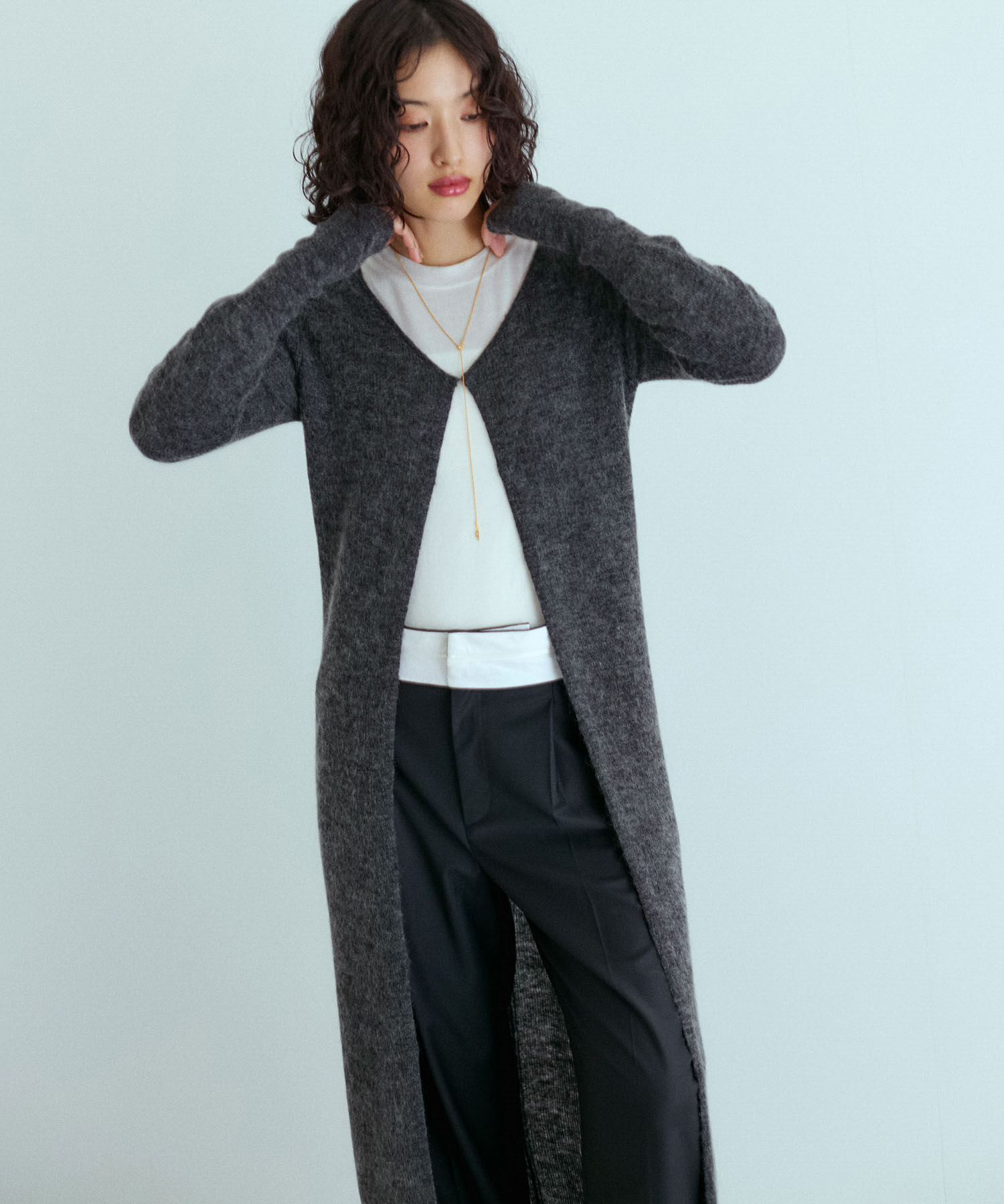 ADAM ET ROPE'「モヘアロングカーディガン」|カーディガン|