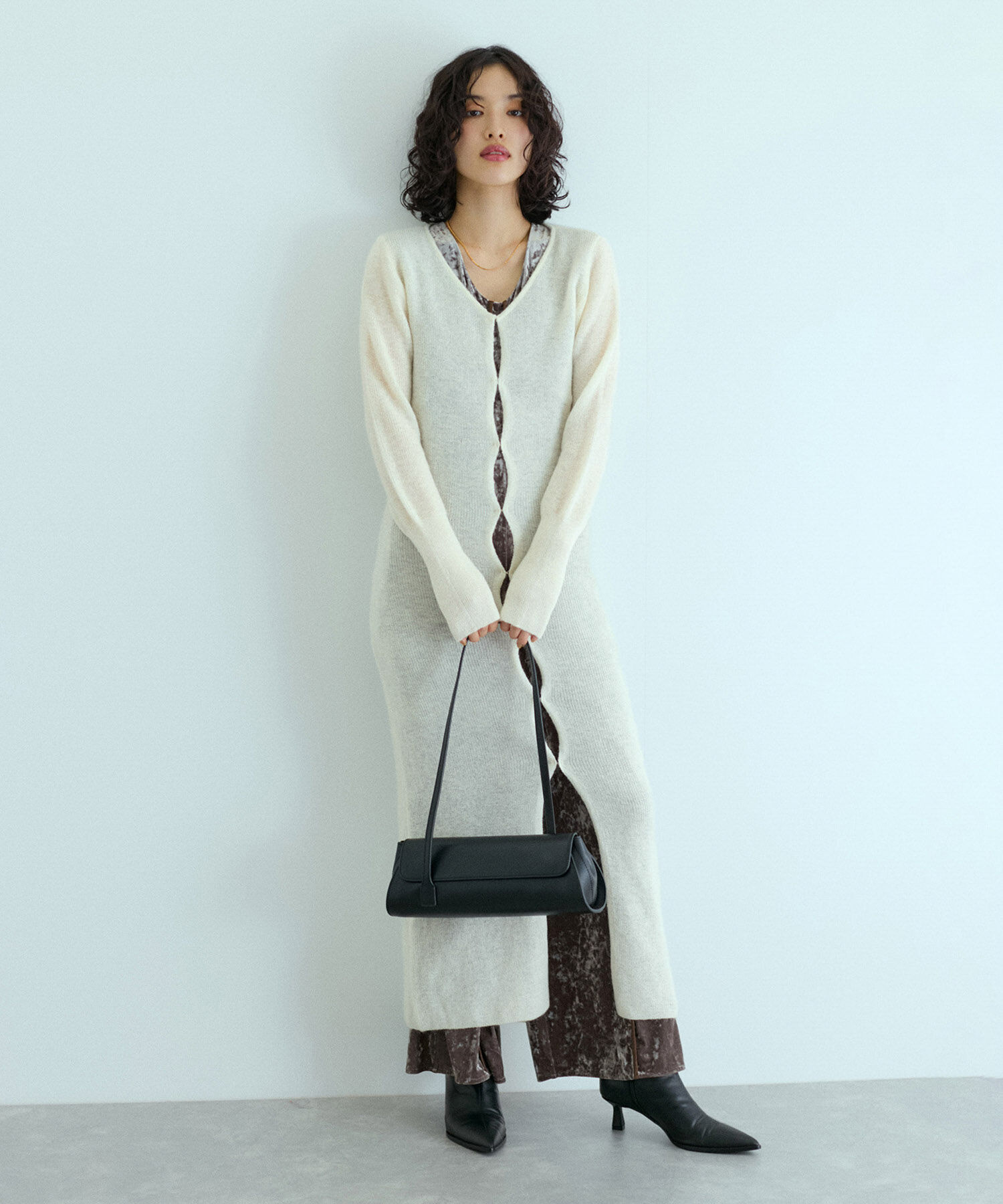 ADAM ET ROPE'「モヘアロングカーディガン」|カーディガン|