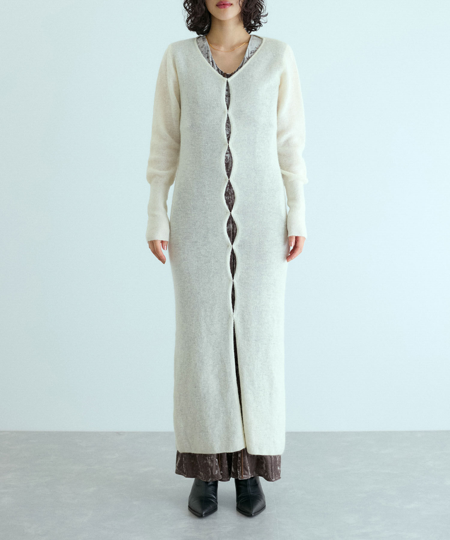 ADAM ET ROPE'「モヘアロングカーディガン」|カーディガン|