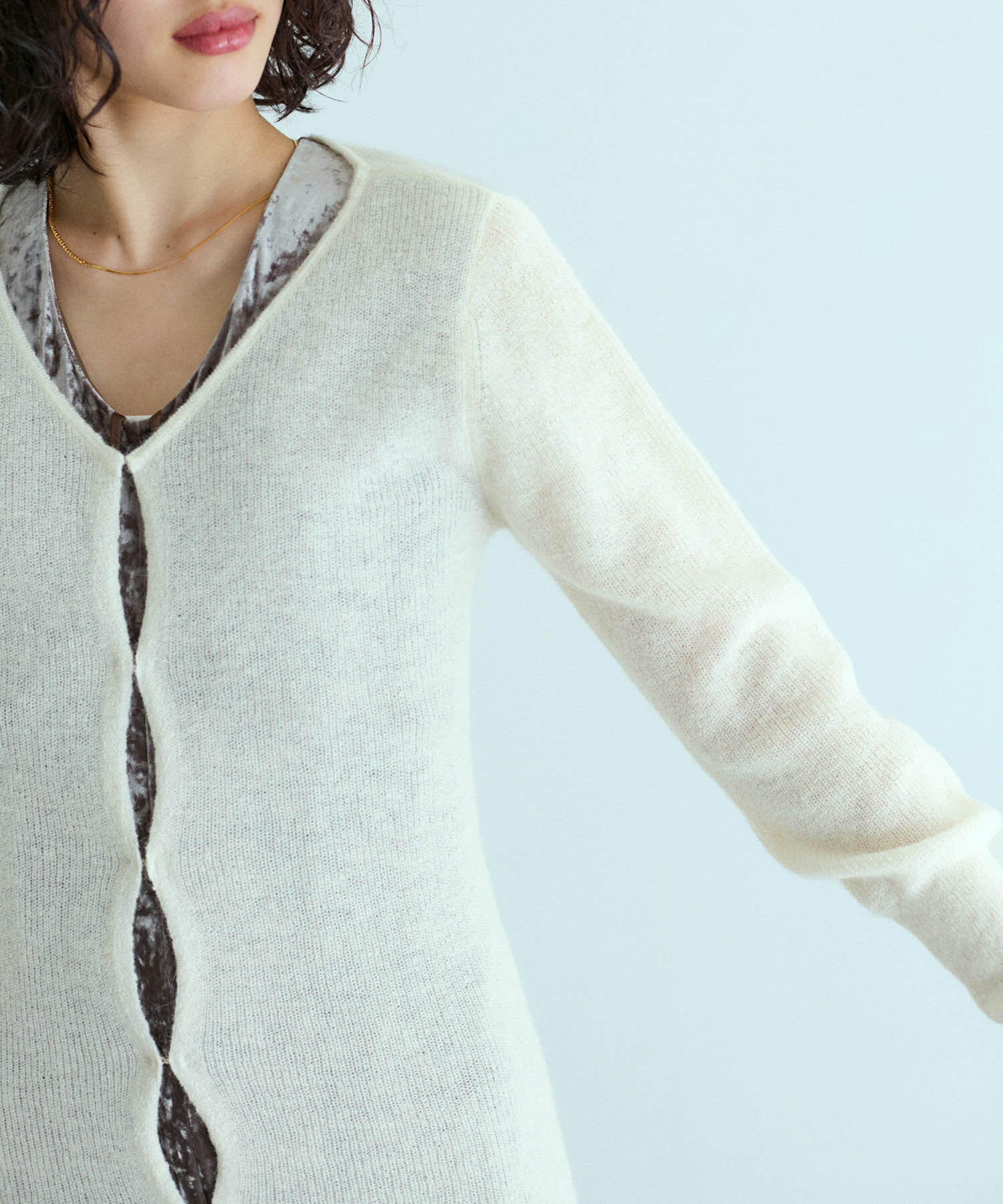 ADAM ET ROPE'「モヘアロングカーディガン」|カーディガン|