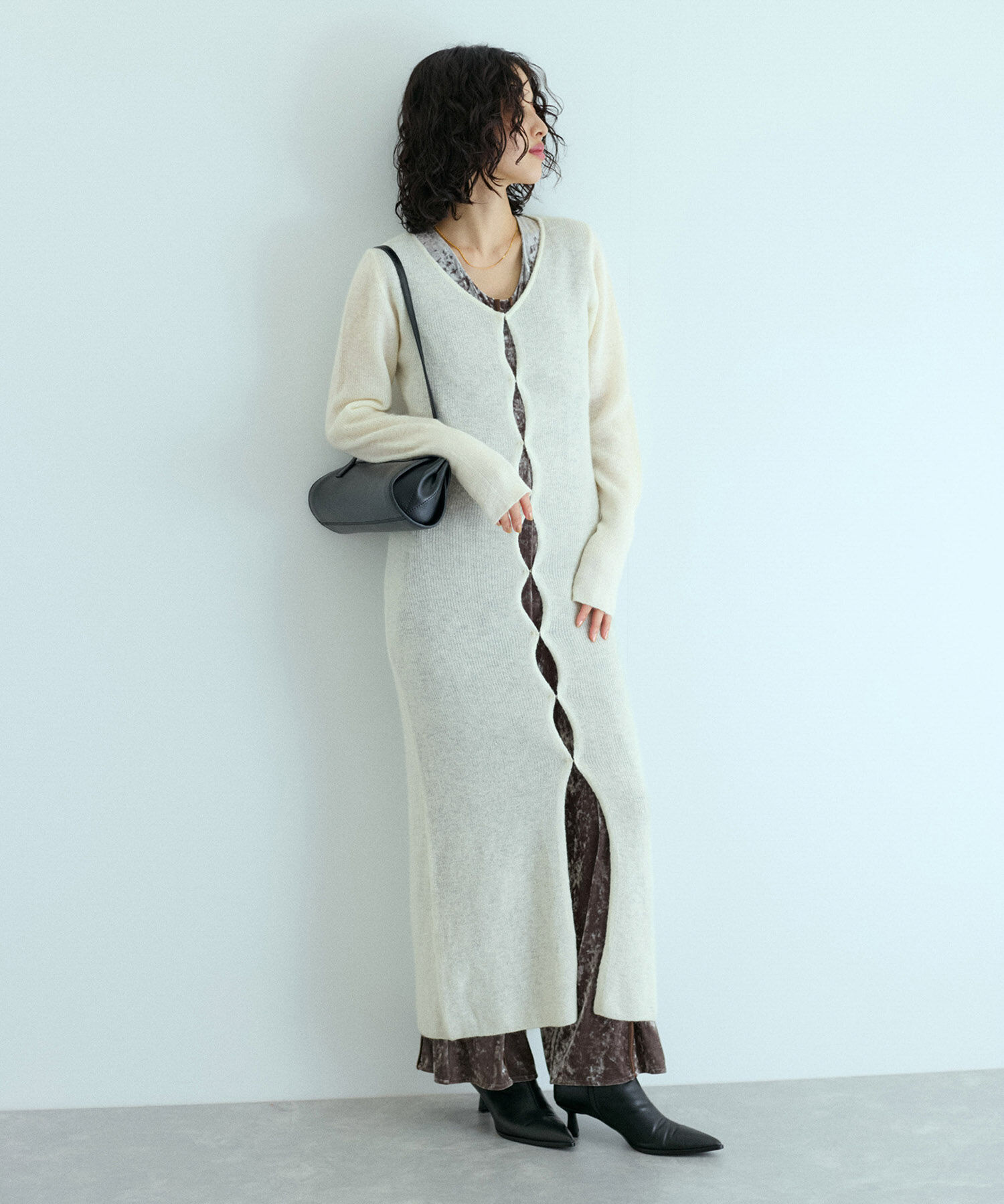 ADAM ET ROPE'「モヘアロングカーディガン」|カーディガン|