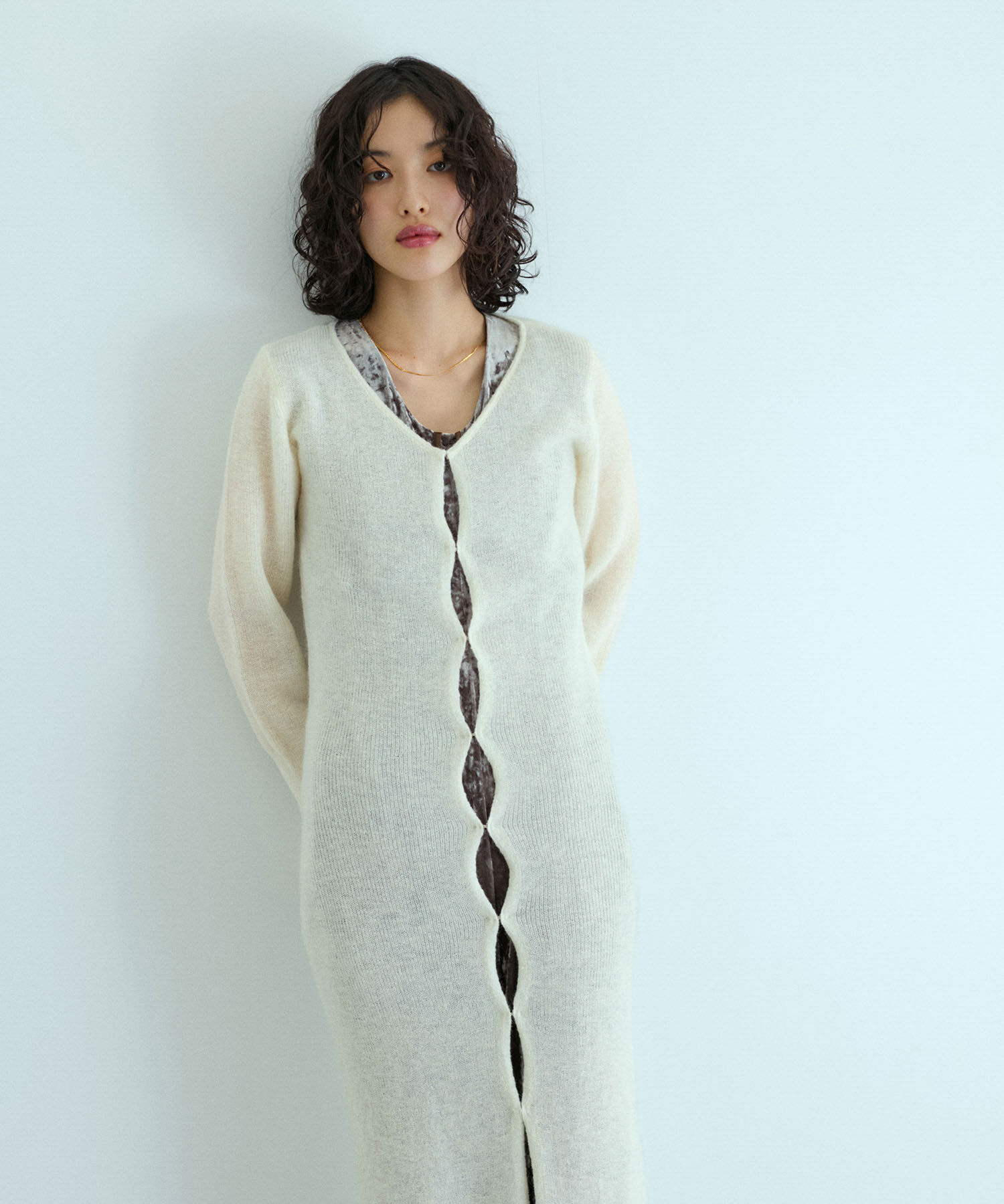 ADAM ET ROPE'「モヘアロングカーディガン」|カーディガン|