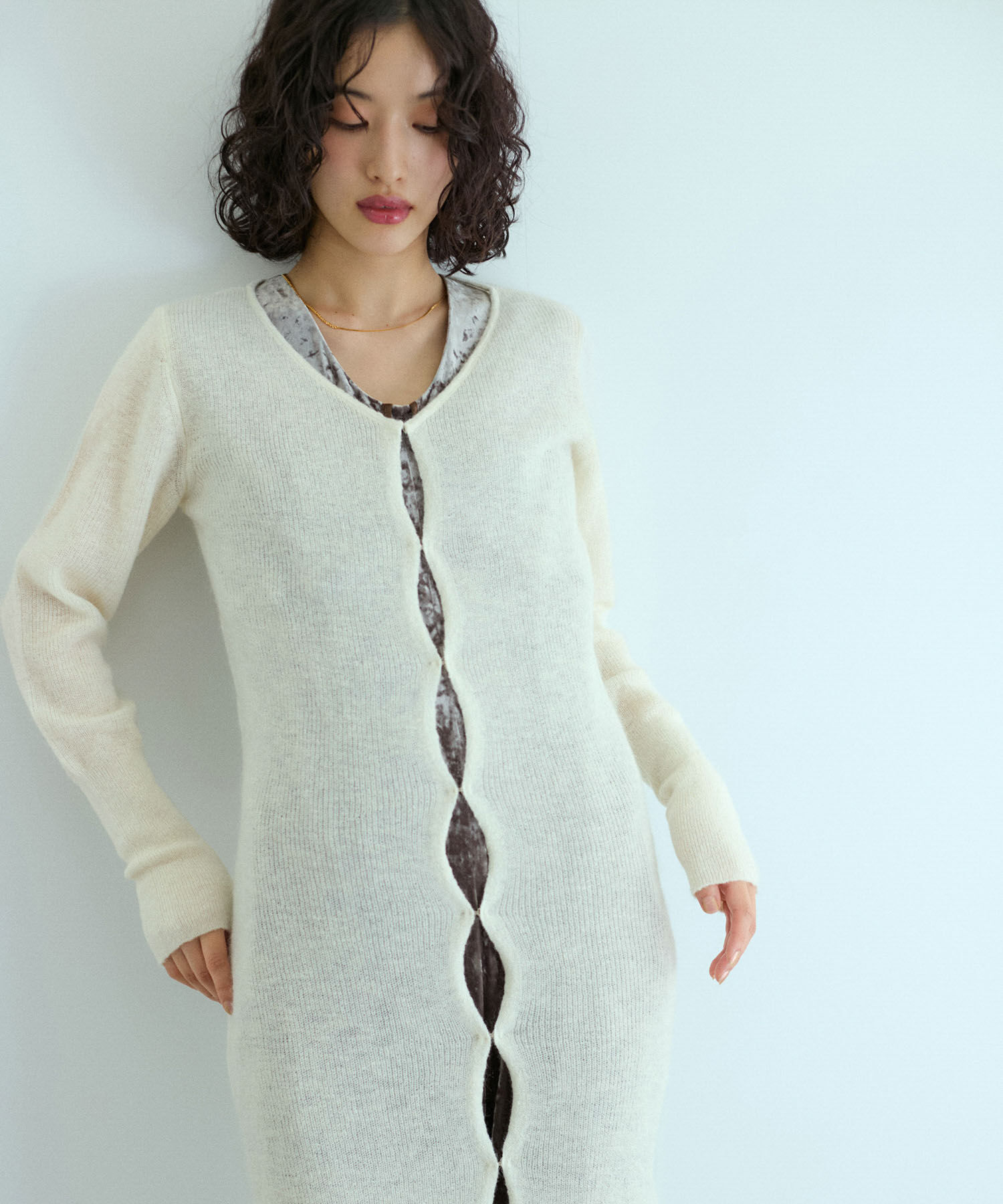 ADAM ET ROPE'「モヘアロングカーディガン」|カーディガン|