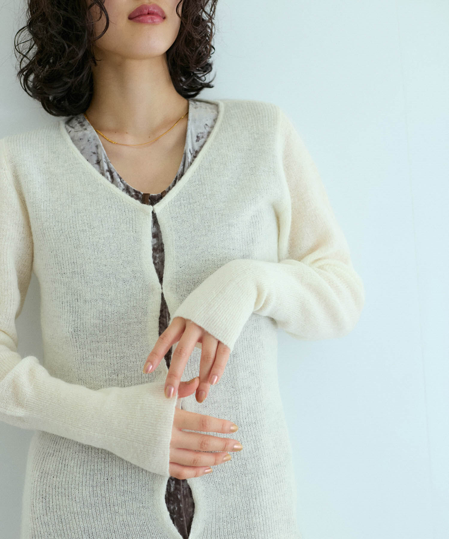 ADAM ET ROPE'「モヘアロングカーディガン」|カーディガン|