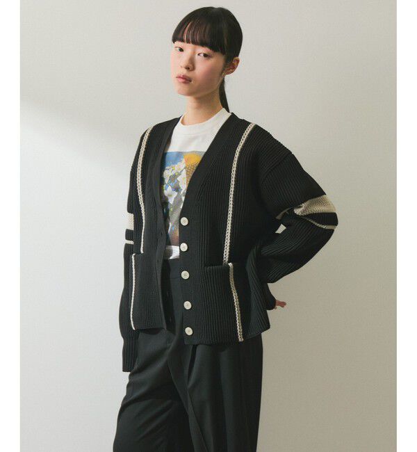 ADAM ET ROPE'「【WEB限定】ハシゴニットカーディガン」|カーディガン|