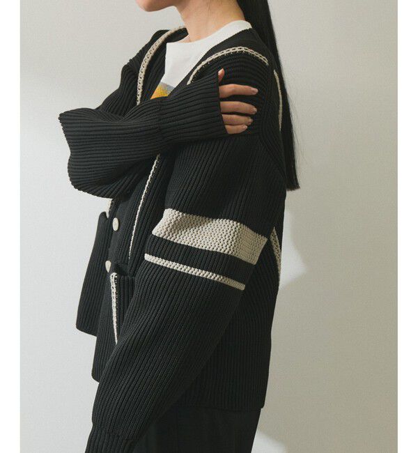 ADAM ET ROPE'「【WEB限定】ハシゴニットカーディガン」|カーディガン|