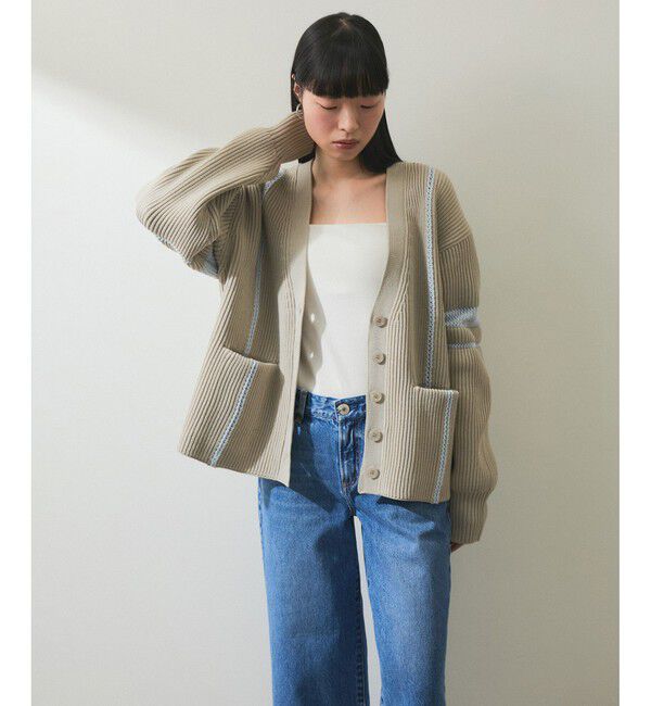 ADAM ET ROPE'「【WEB限定】ハシゴニットカーディガン」|カーディガン|グレー