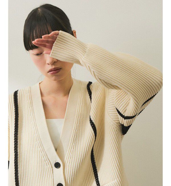 ADAM ET ROPE'「【WEB限定】ハシゴニットカーディガン」|カーディガン|
