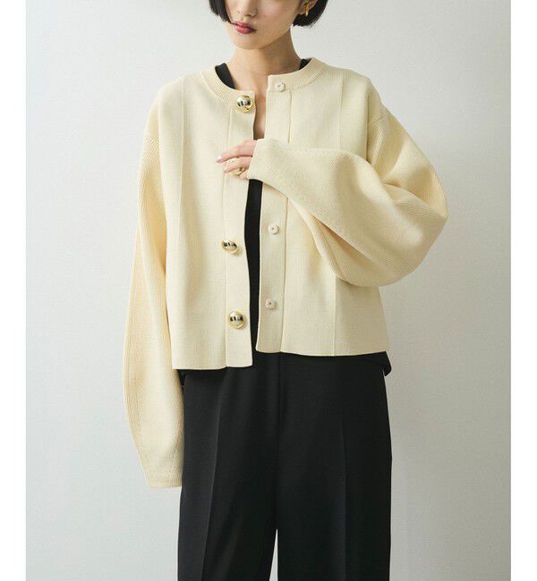 ADAM ET ROPE'「【WEB限定】・【サステナブル】セレクトネックBIG釦カーディガン」|カーディガン|
