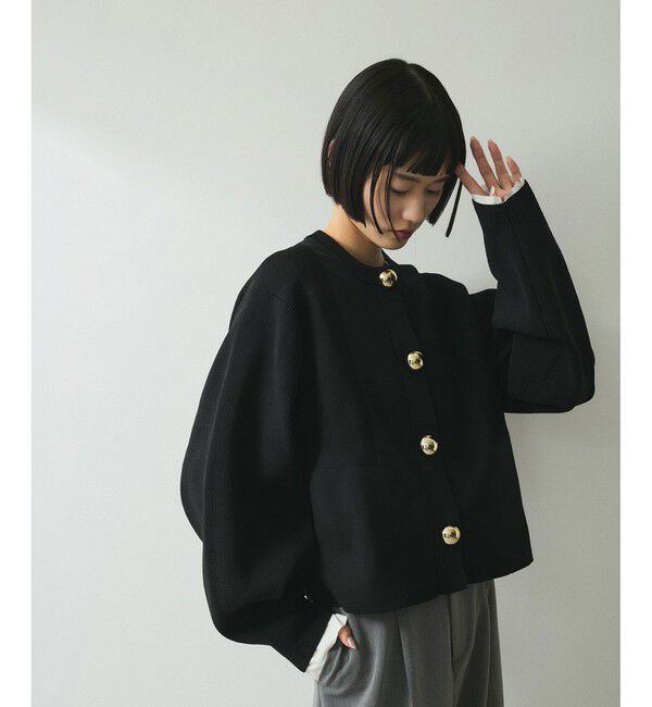 ADAM ET ROPE'「【WEB限定】・【サステナブル】セレクトネックBIG釦カーディガン」|カーディガン|
