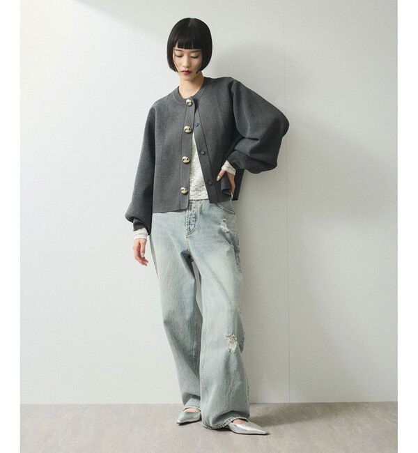 ADAM ET ROPE'「【WEB限定】・【サステナブル】セレクトネックBIG釦カーディガン」|カーディガン|