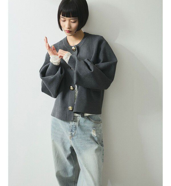 ADAM ET ROPE'「【WEB限定】・【サステナブル】セレクトネックBIG釦カーディガン」|カーディガン|