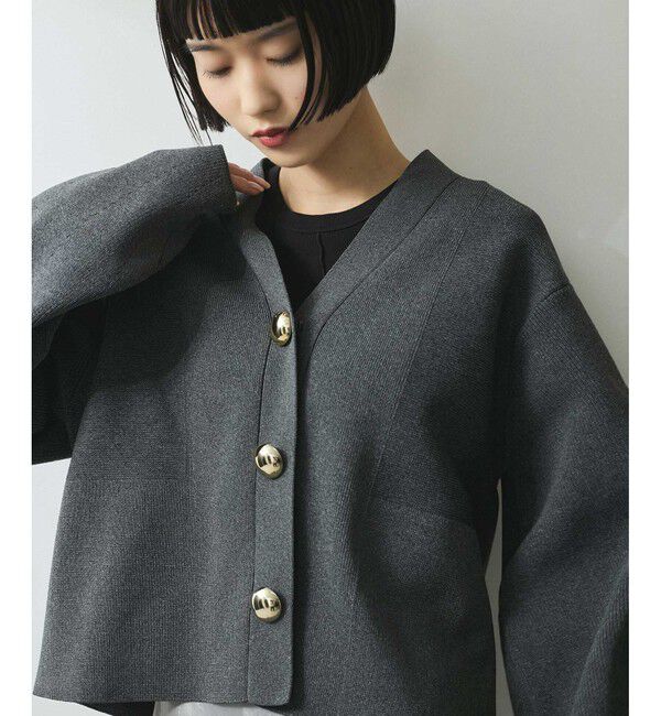 ADAM ET ROPE'「【WEB限定】・【サステナブル】セレクトネックBIG釦カーディガン」|カーディガン|