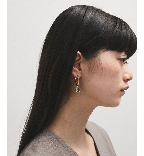 ADAM ET ROPE'「LES BIJOUX ガラスビーズフープピアス」|ピアス|ゴールド
