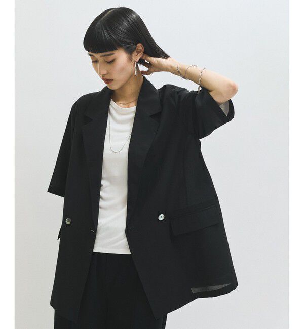 ADAM ET ROPE'「シアージャケット」|テーラードジャケット|ブラック(01)