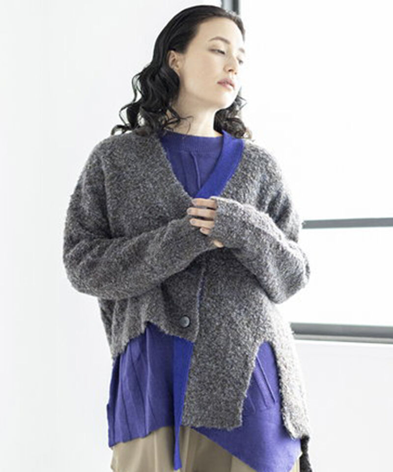  「アシンメトリーニットカーディガン」|ニット・セーター|BROWN