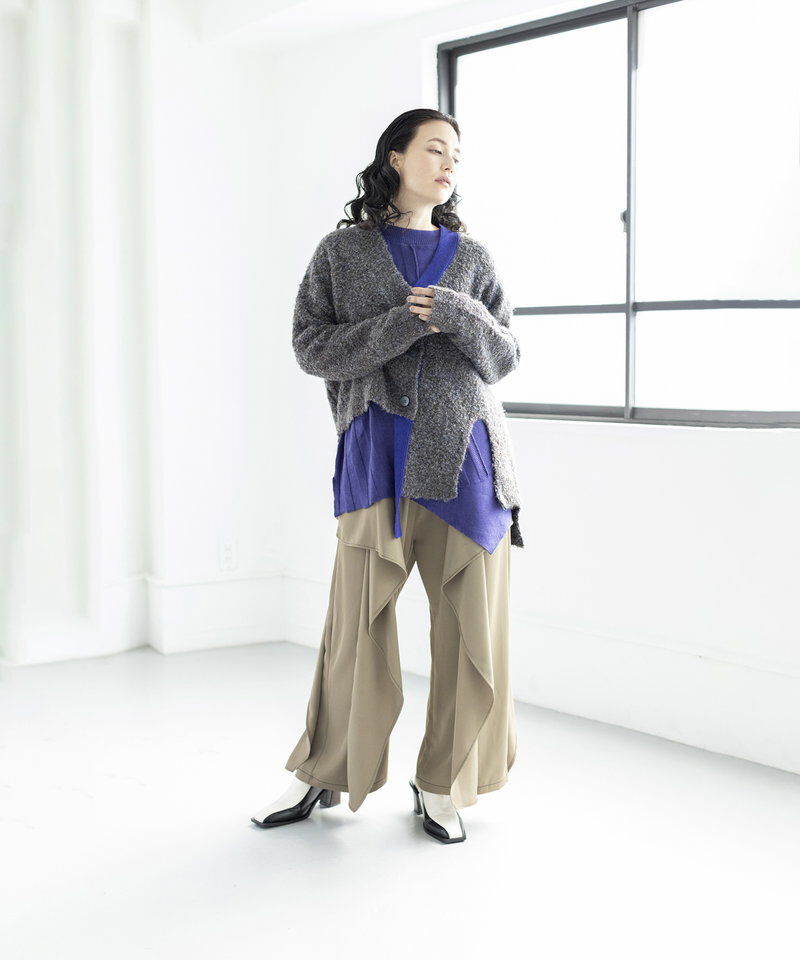  「アシンメトリーニットカーディガン」|ニット・セーター|