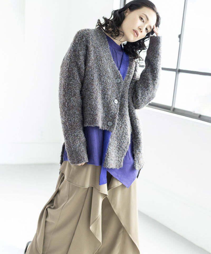 「アシンメトリーニットカーディガン」|ニット・セーター|