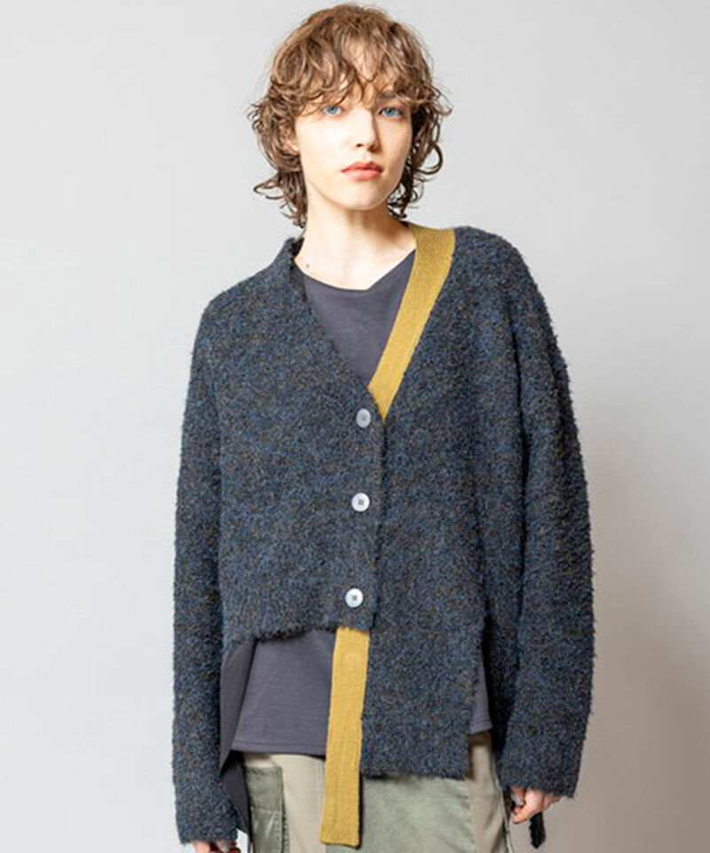  「アシンメトリーニットカーディガン」|ニット・セーター|NAVY