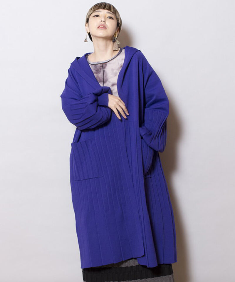  「プリーツニットカーディガン」|ニット・セーター|BLUE