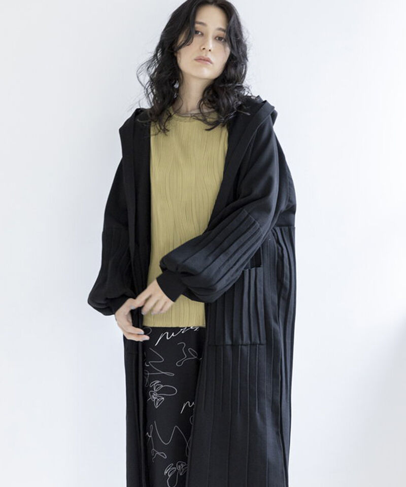  「プリーツニットカーディガン」|ニット・セーター|BLACK