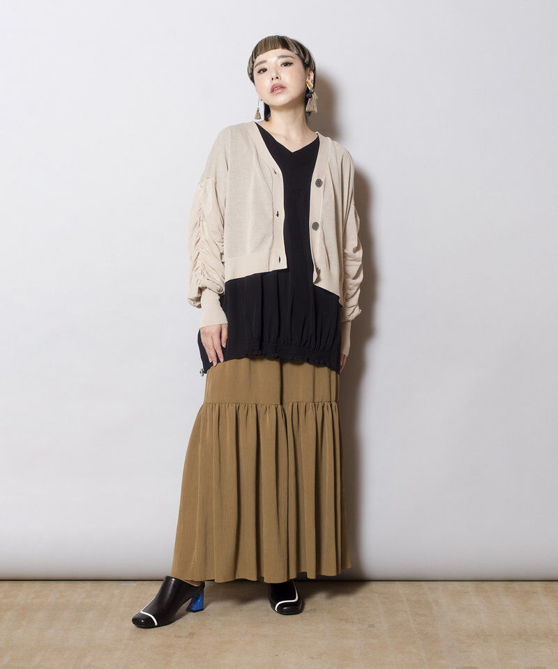  「2WAYギャザースリーブニットカーディガン」|カーディガン|