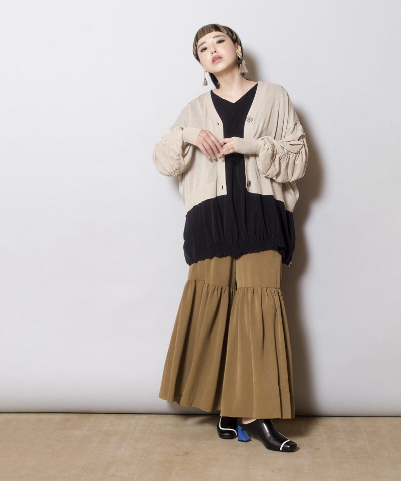  「2WAYギャザースリーブニットカーディガン」|カーディガン|