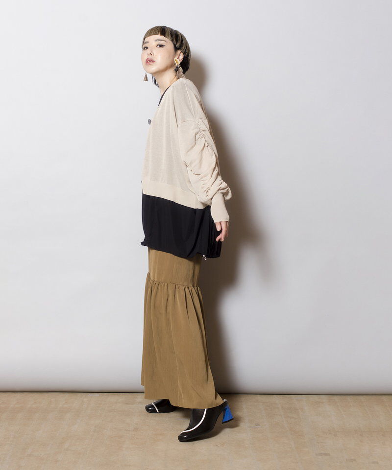  「2WAYギャザースリーブニットカーディガン」|カーディガン|