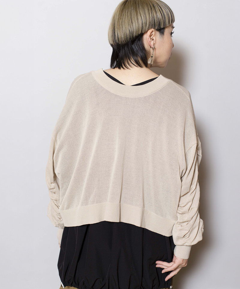  「2WAYギャザースリーブニットカーディガン」|カーディガン|